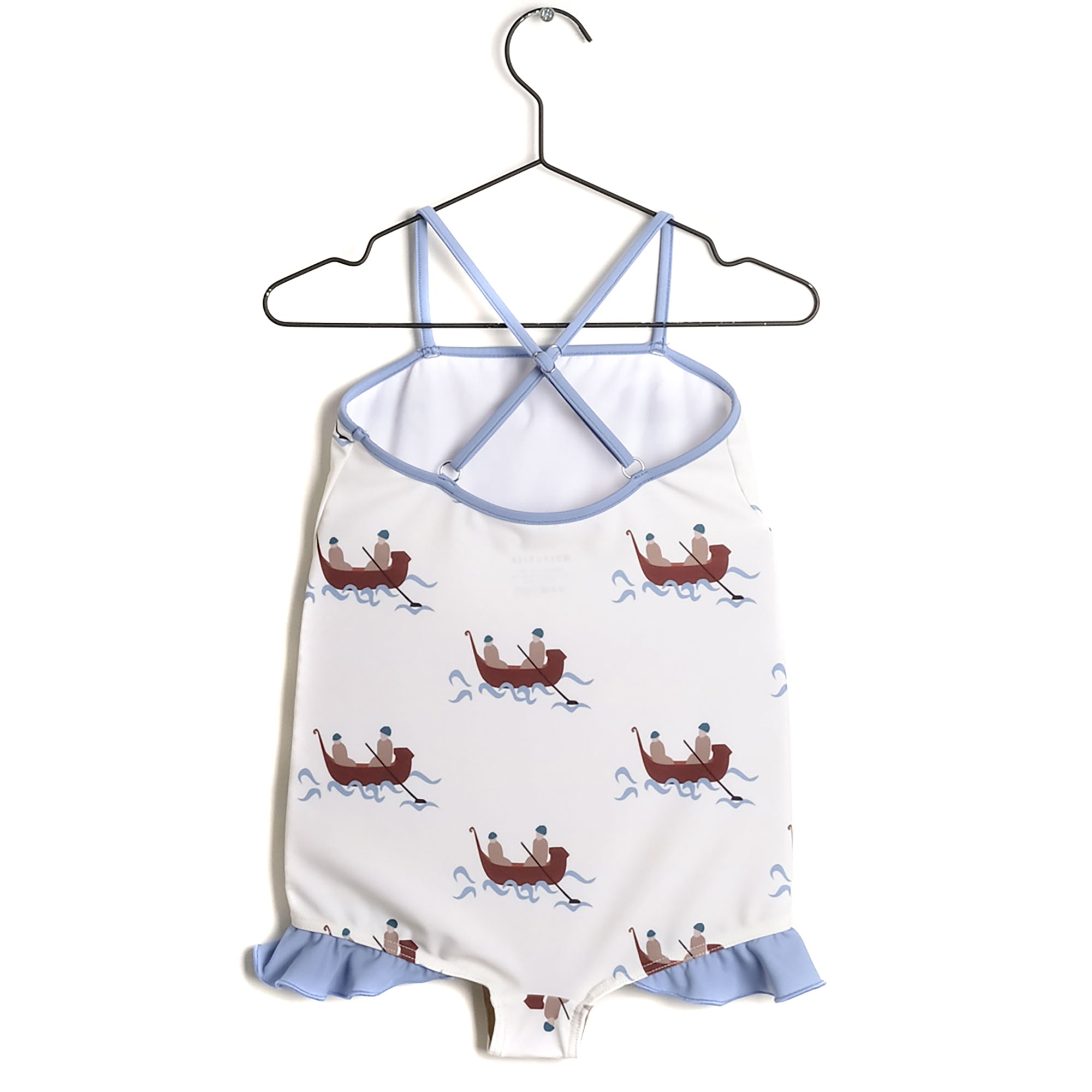 Girls White & Blue Swimsuit