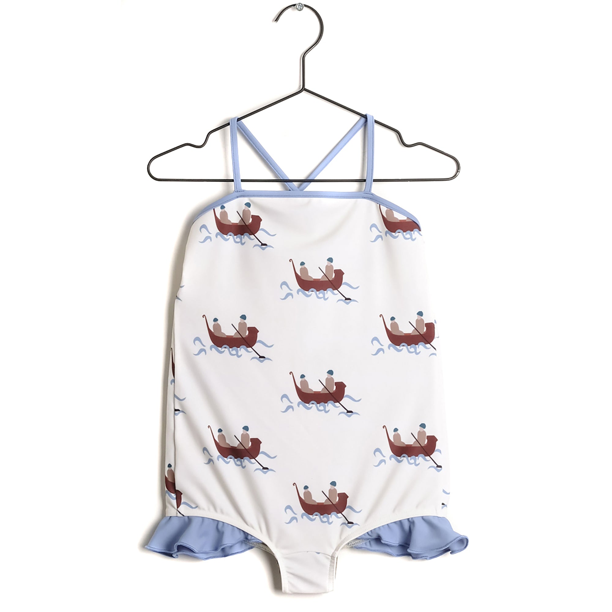 Girls White & Blue Swimsuit