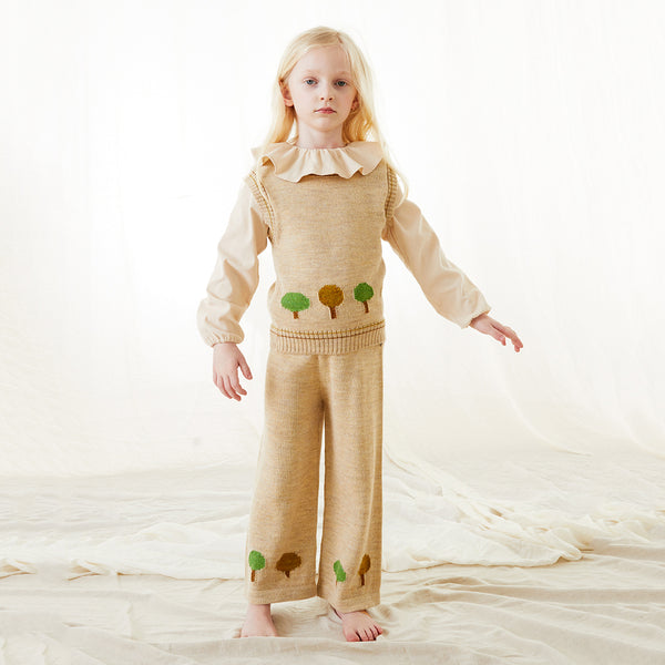 Girls Beige Alpaca Set