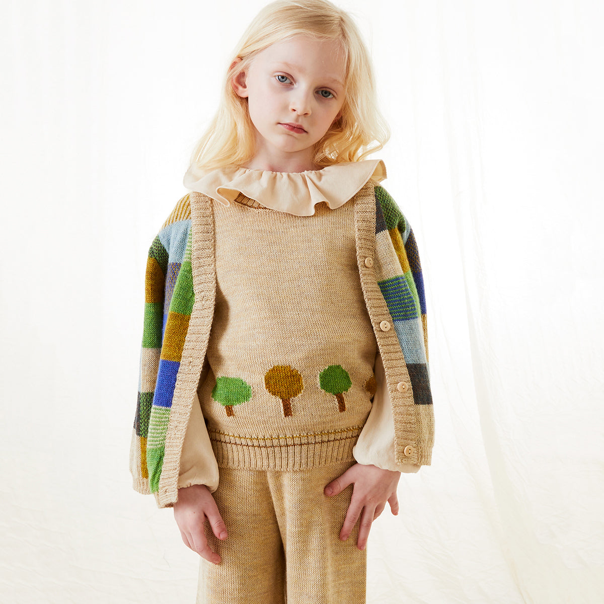Girls Beige Alpaca Set
