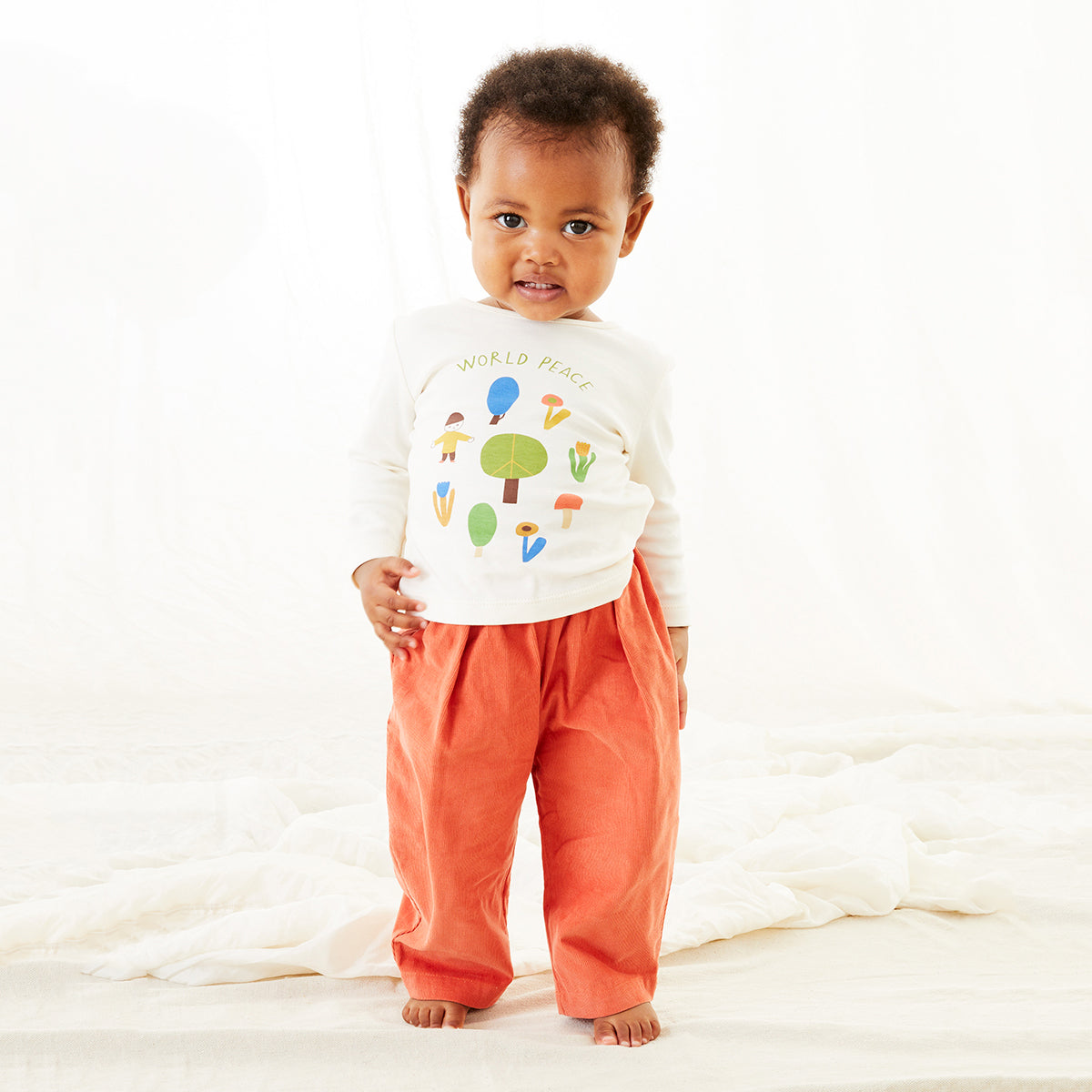 Boys & Girls White Printed Cotton T-Shirt