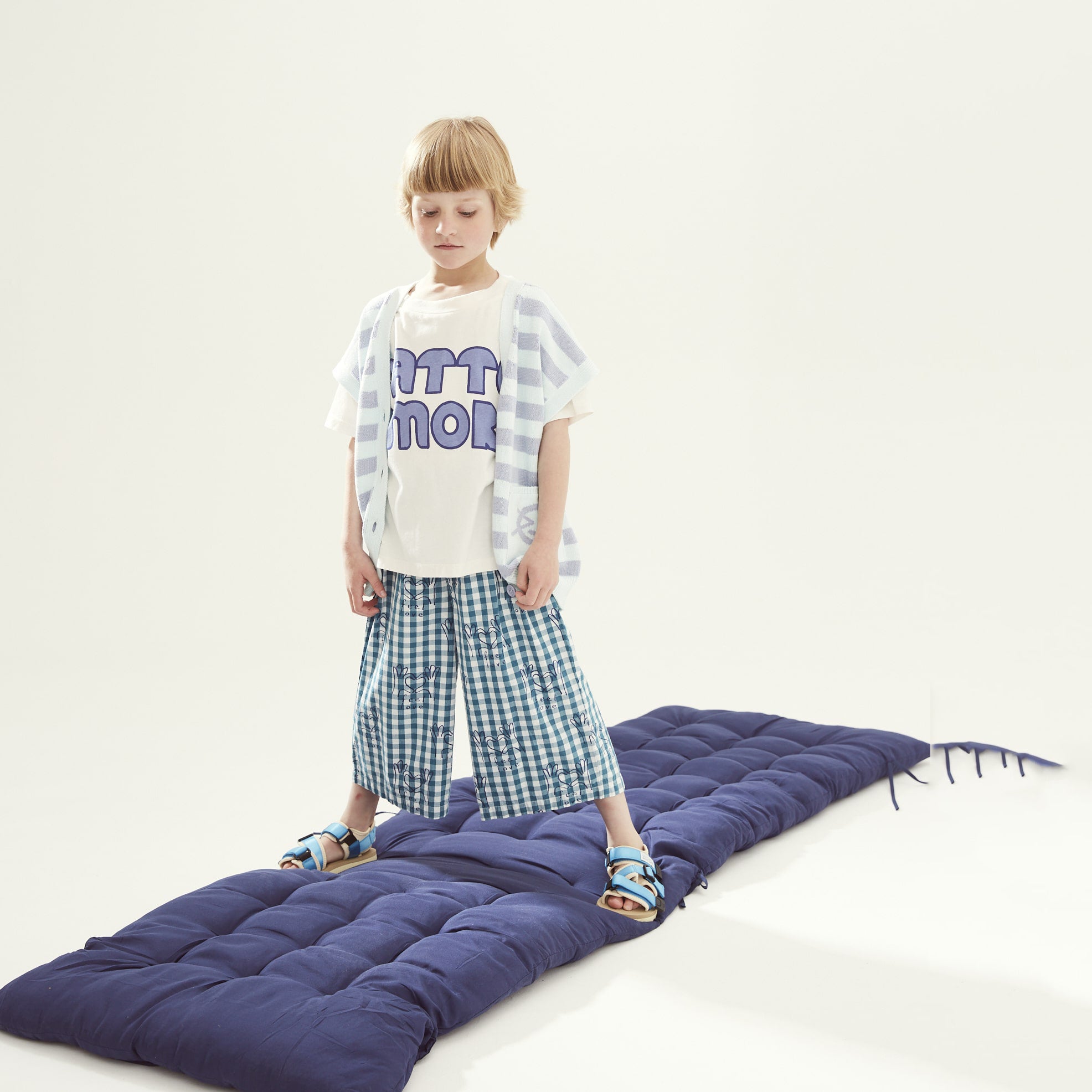 Girls Green Check Cotton Trousers