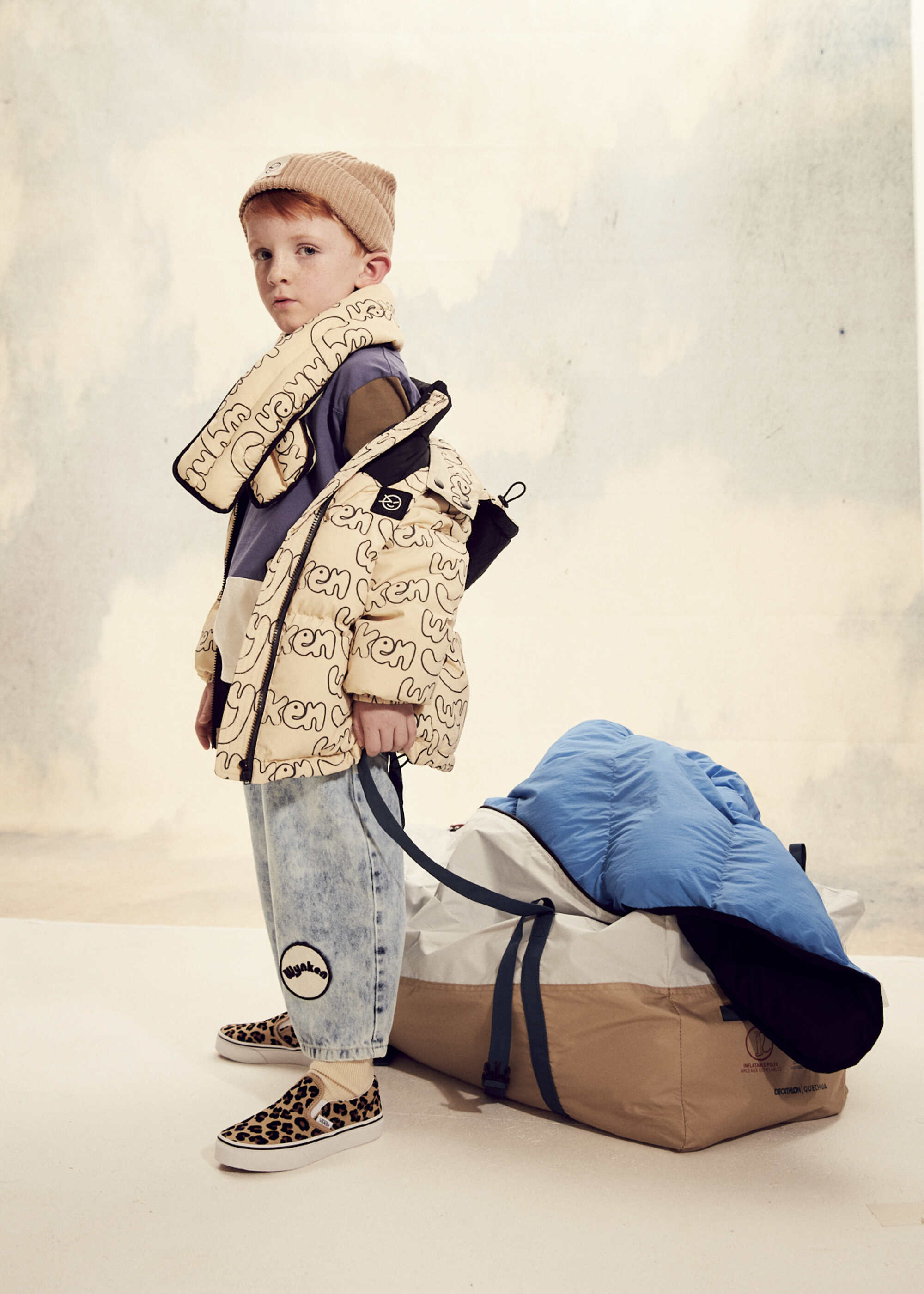 Boys & Girls Ivory Printed Padded Down Jacket