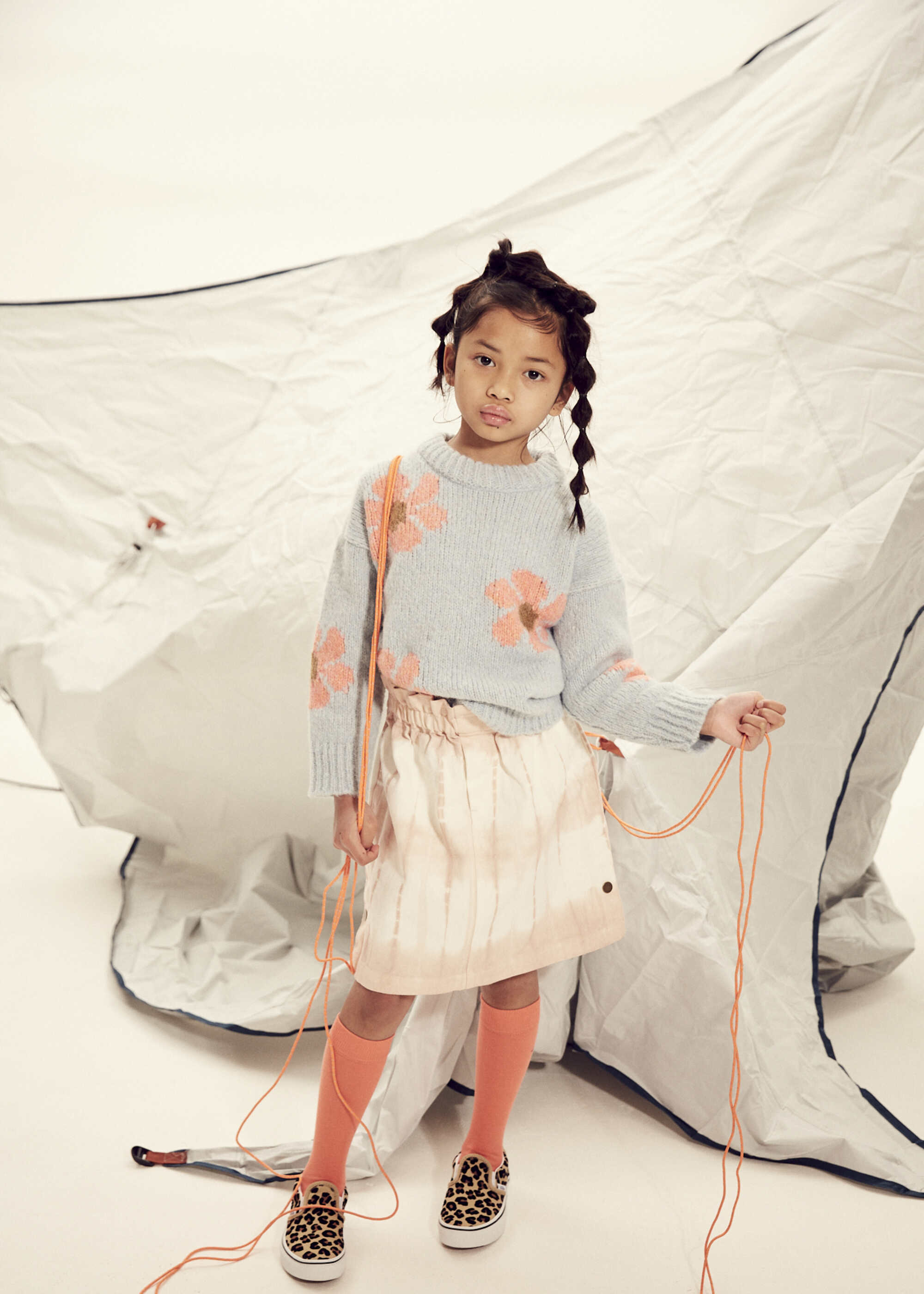 Girls Pale Blue Flower Sweater