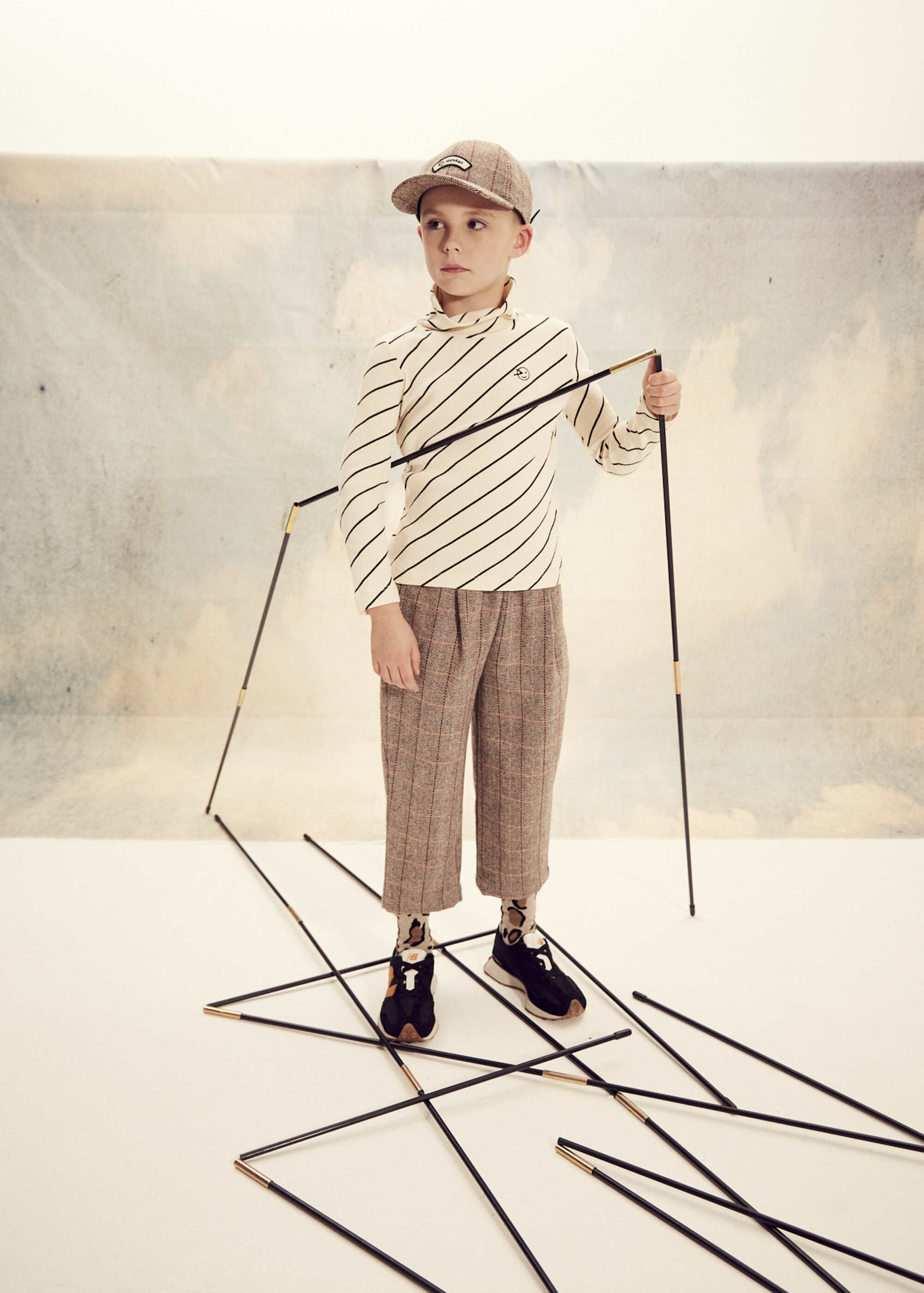 Boys & Girls Beige Check Trousers
