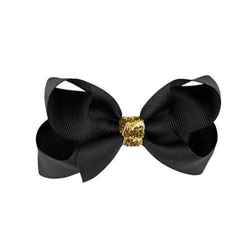Girls Black Bow Hair Clip - 8cm