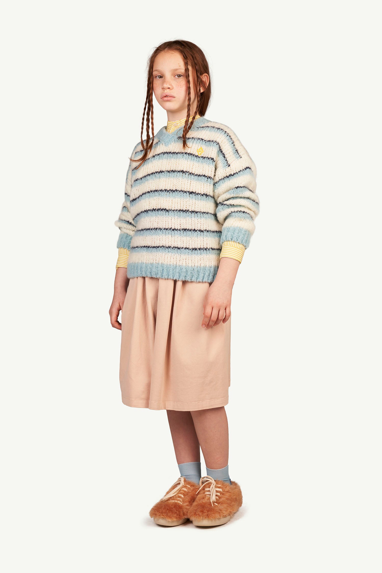 Girls Blue Stripes Wool Sweater