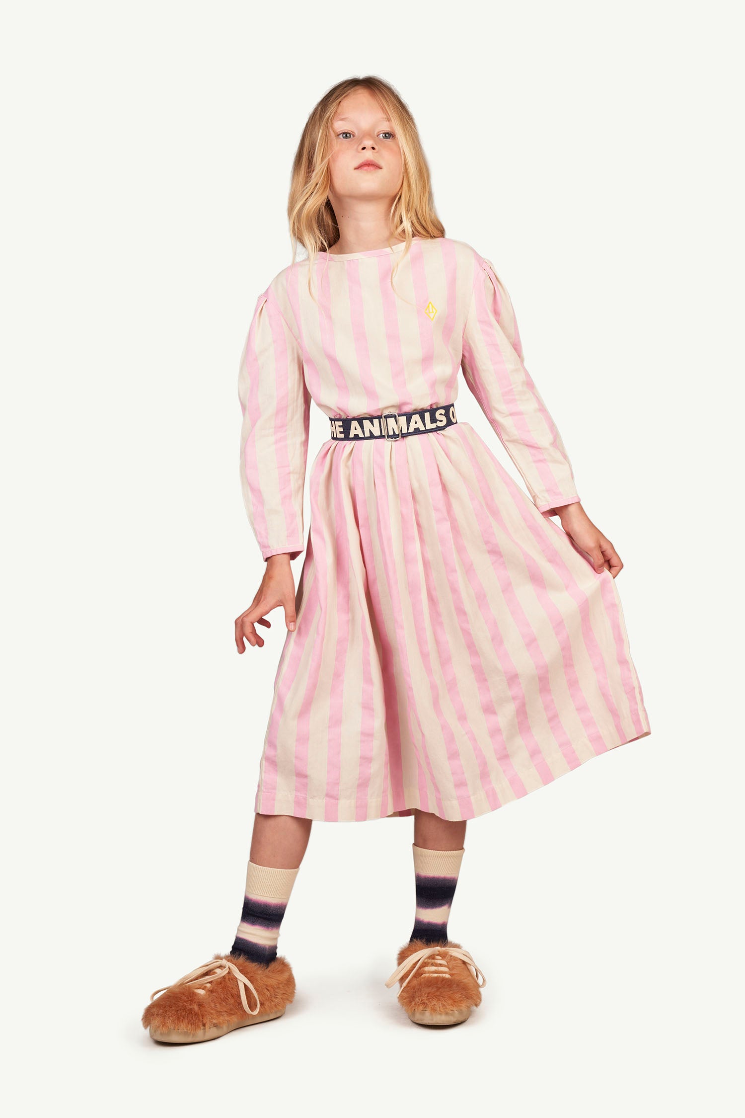 Girls Pink Stripes Cotton Dress