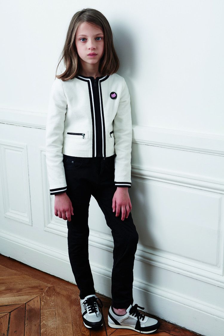 Girls White Cotton Zip-up Jacket - CÉMAROSE | Children's Fashion Store - 2