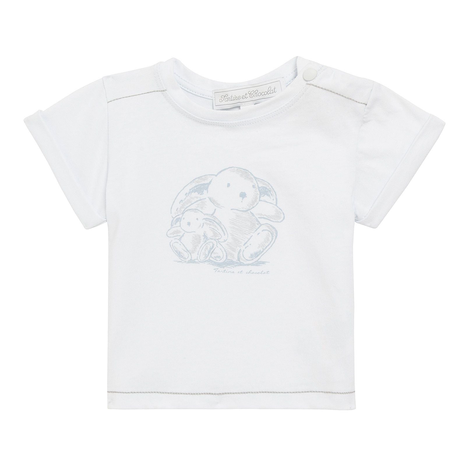 Baby White Cotton Bunny Printed T-Shirt - CÉMAROSE | Children's Fashion Store