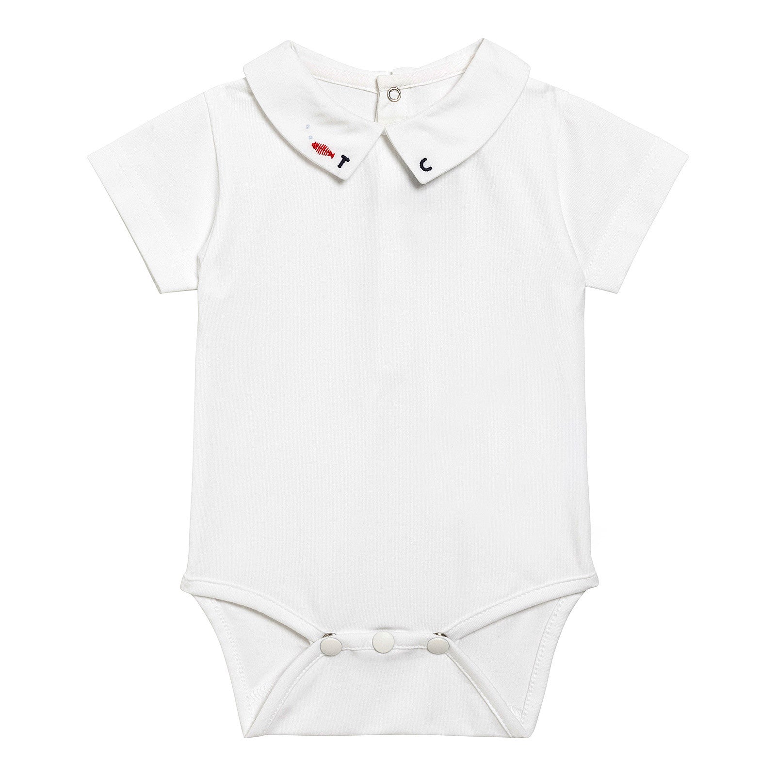 Baby Boys Ivory Cotton Bodysuit With Polo Shirt Collar - CÉMAROSE | Children's Fashion Store