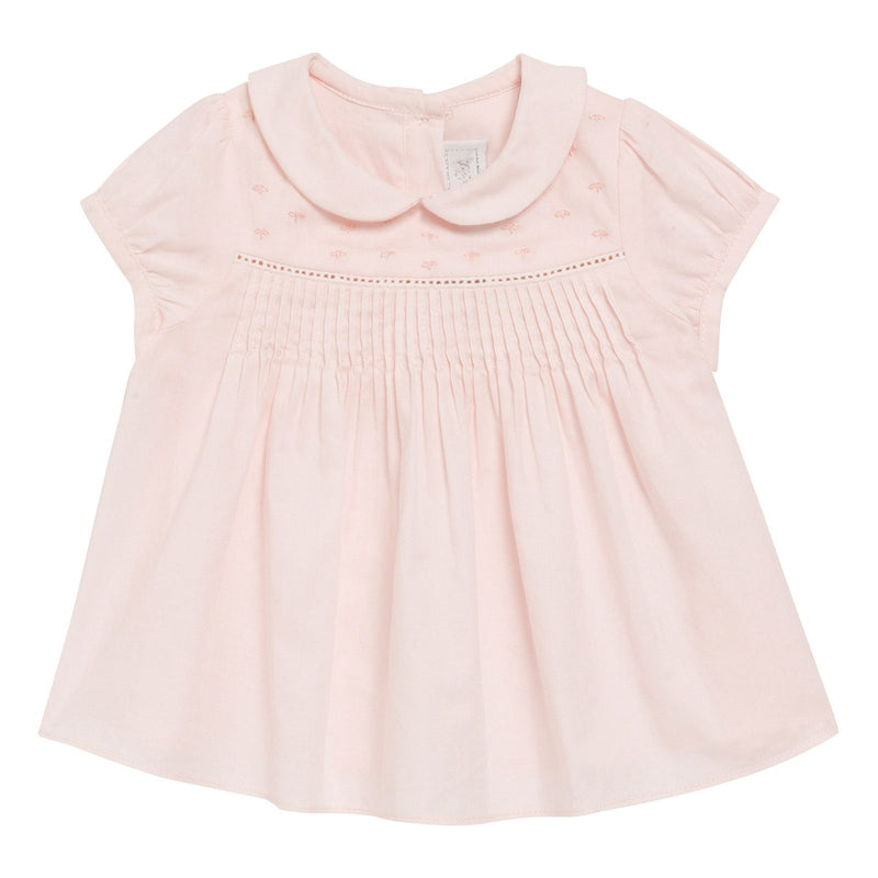 Baby Girls Light Pink Cotton Peter Pan Collar Top - CÉMAROSE | Children's Fashion Store