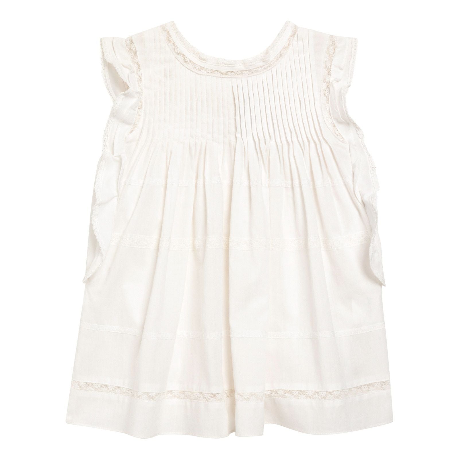Girls White Cotton Ruffle Trims Top - CÉMAROSE | Children's Fashion Store