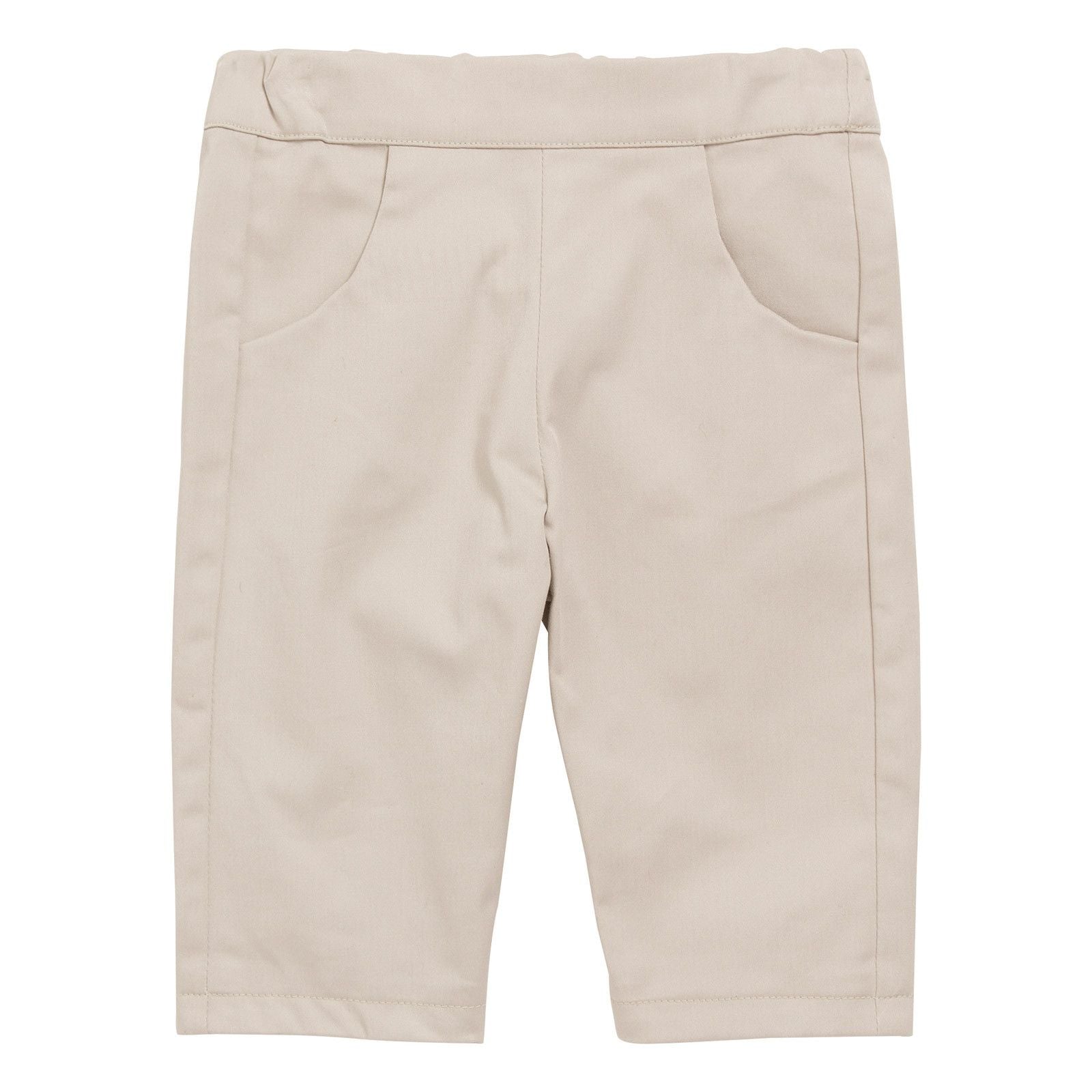 Baby Girls Beige Cotton Slant Pockets Trousers - CÉMAROSE | Children's Fashion Store - 1
