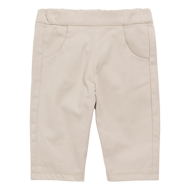 Baby Girls Beige Cotton Slant Pockets Trousers - CÉMAROSE | Children's Fashion Store - 1