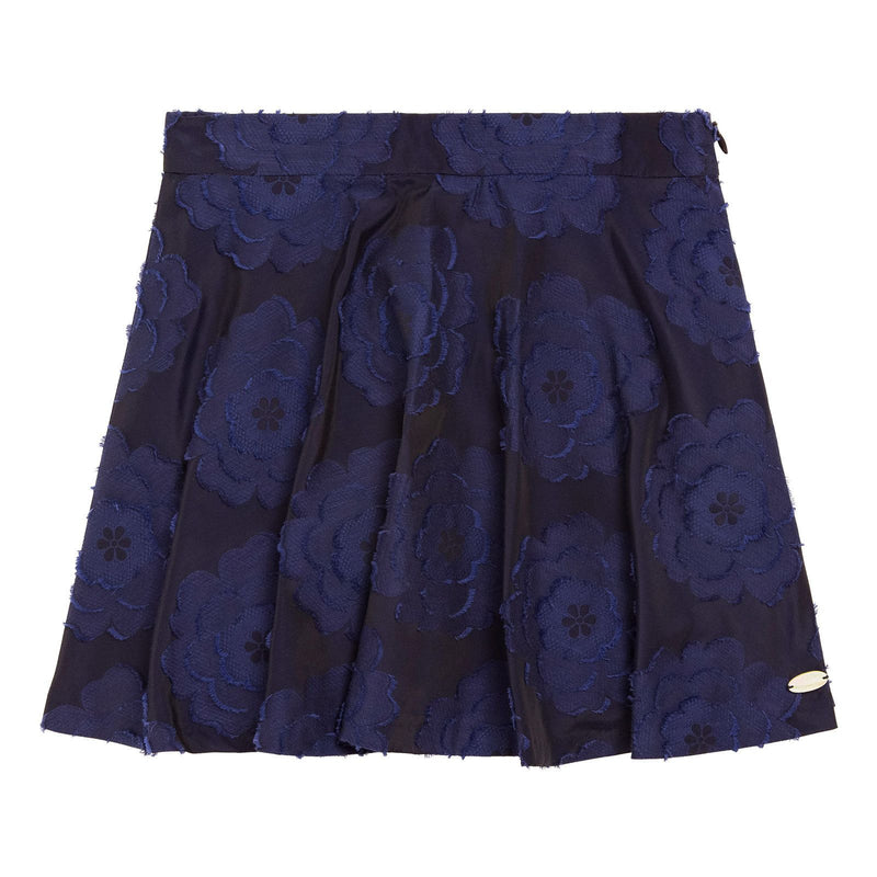 Girls Navy Blue Embroidered Flower Trims Skirt - CÉMAROSE | Children's Fashion Store