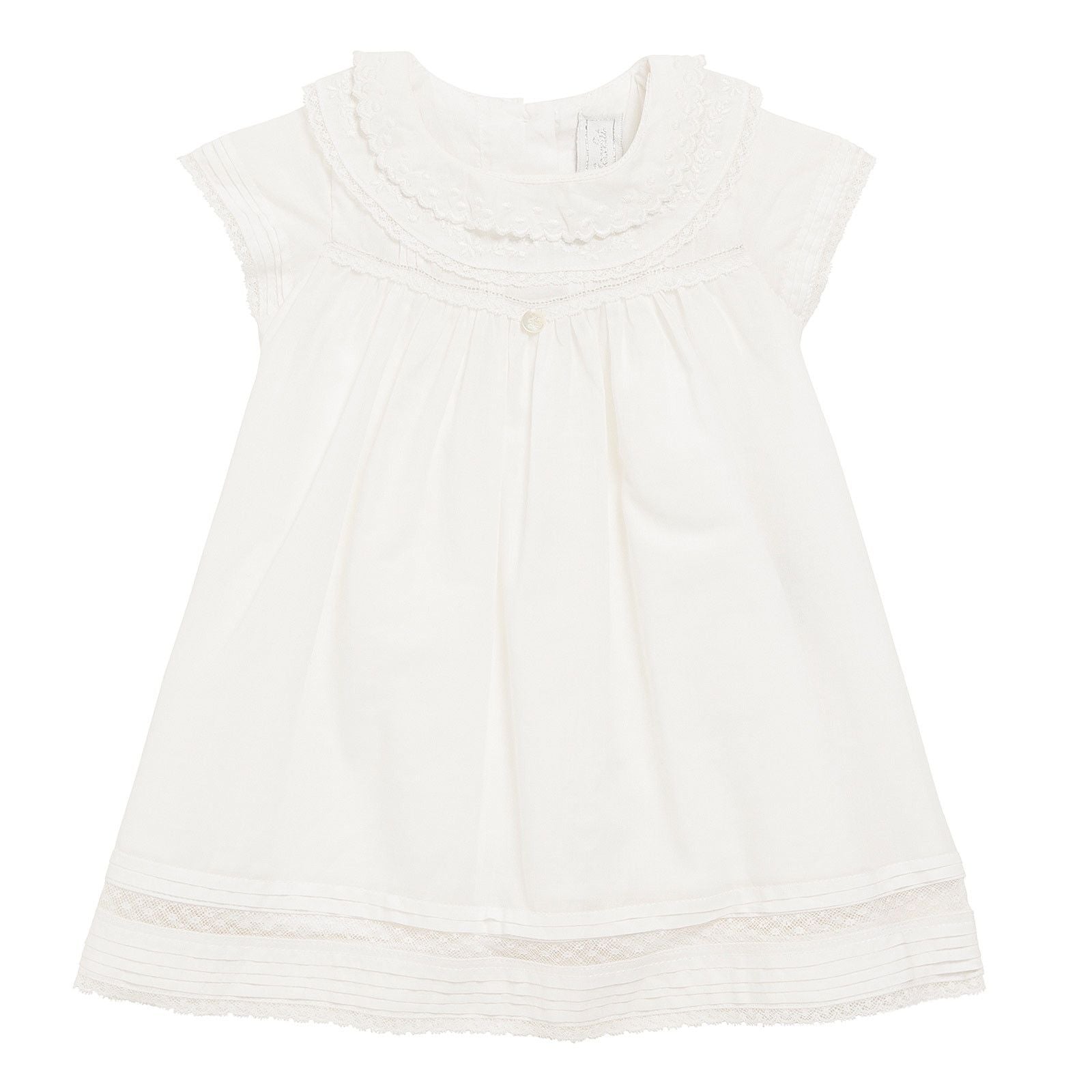 Baby Girls White Cotton Double Lace Collar Dress - CÉMAROSE | Children's Fashion Store