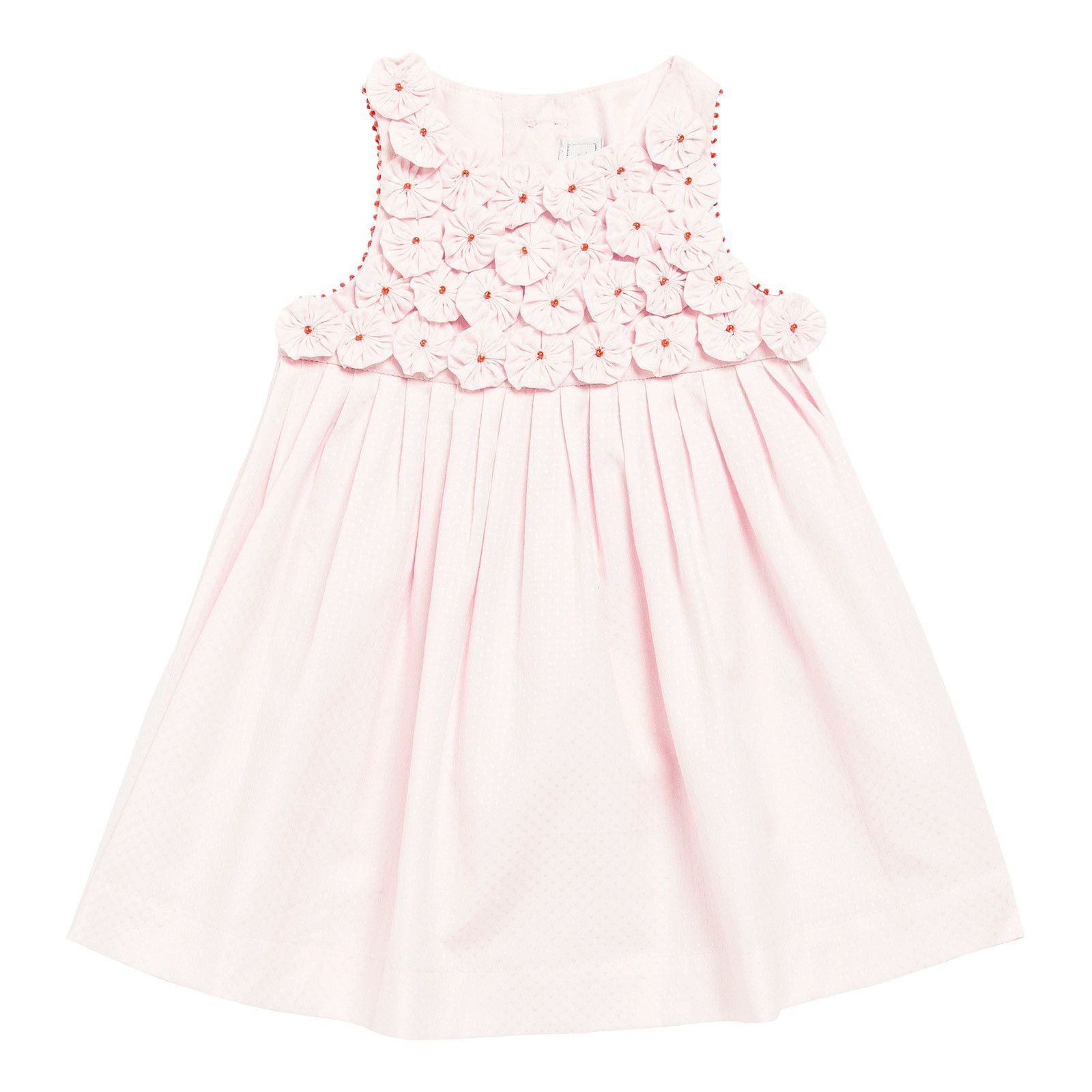 Baby Girls Light Pink Cotton Patch Flower Trims Pinafore Dress - CÉMAROSE | Children's Fashion Store