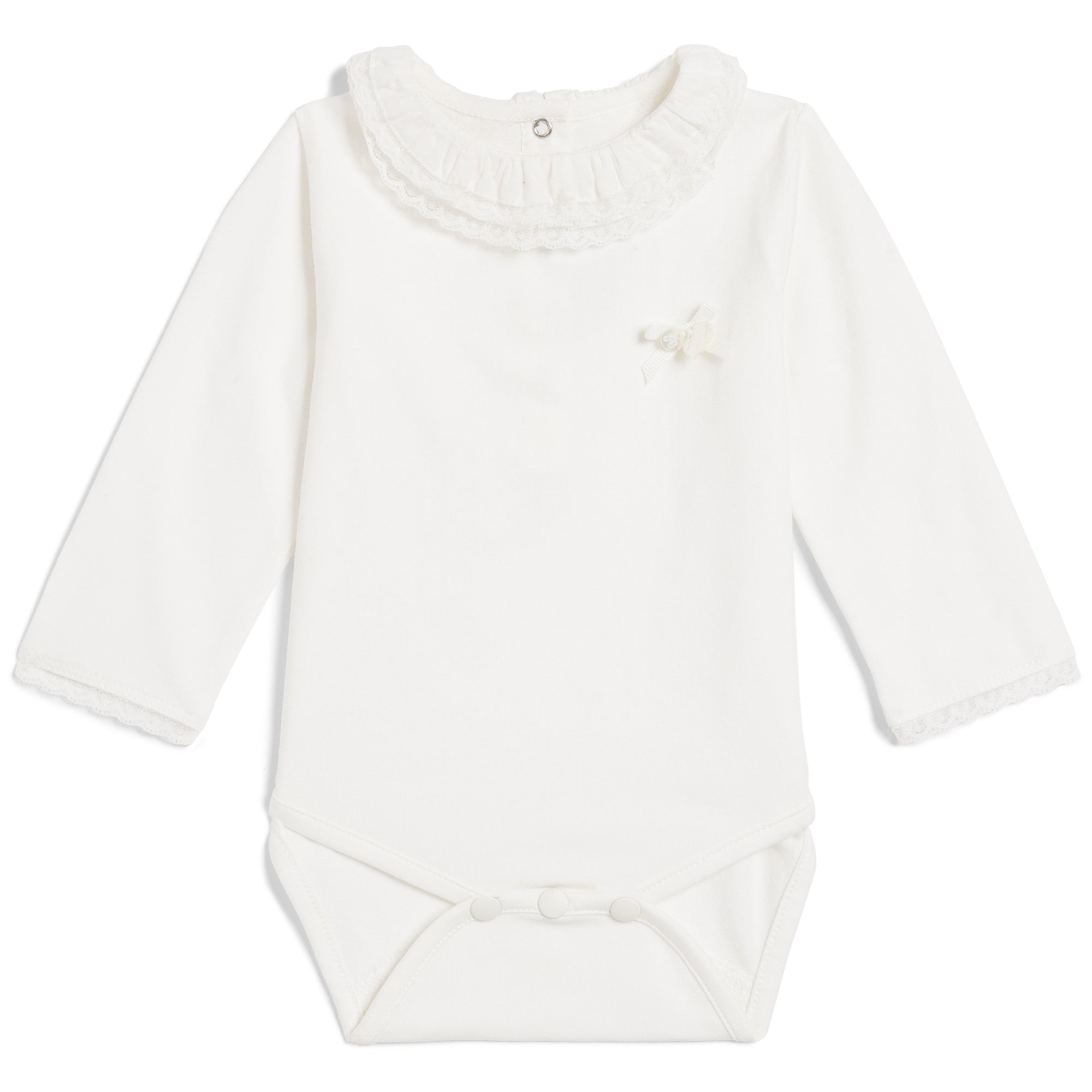 Baby Girls Ivory Lotus Leaf Collar Bodysuit - CÉMAROSE | Children's Fashion Store