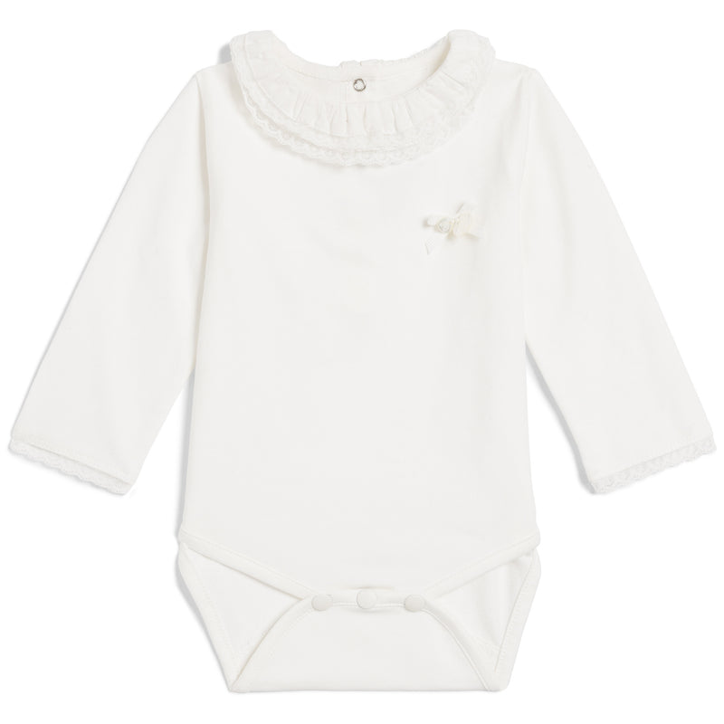 Baby Girls Ivory Lotus Leaf Collar Bodysuit - CÉMAROSE | Children's Fashion Store