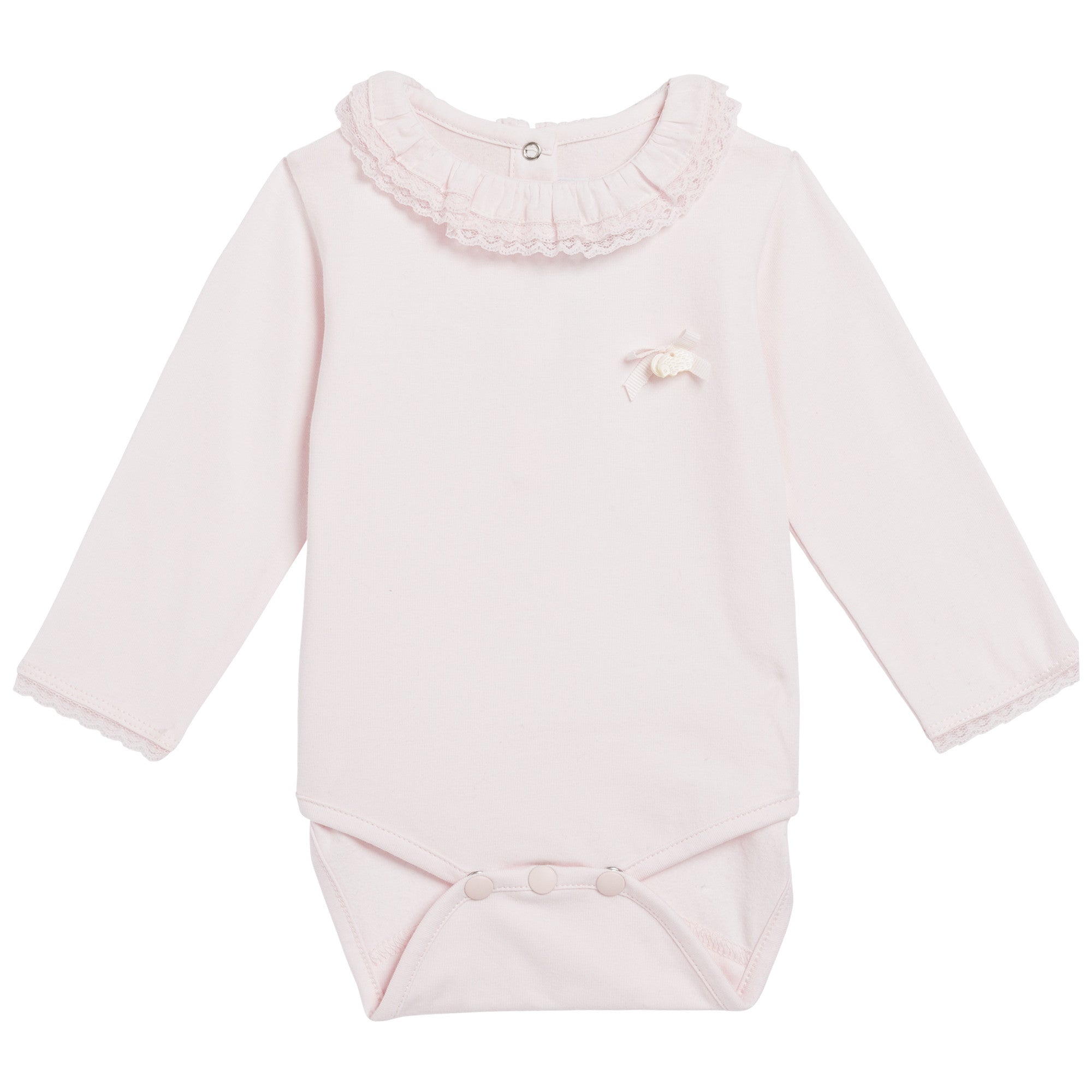 Baby Girls Pink Lotus Leaf Collar Bodysuit - CÉMAROSE | Children's Fashion Store