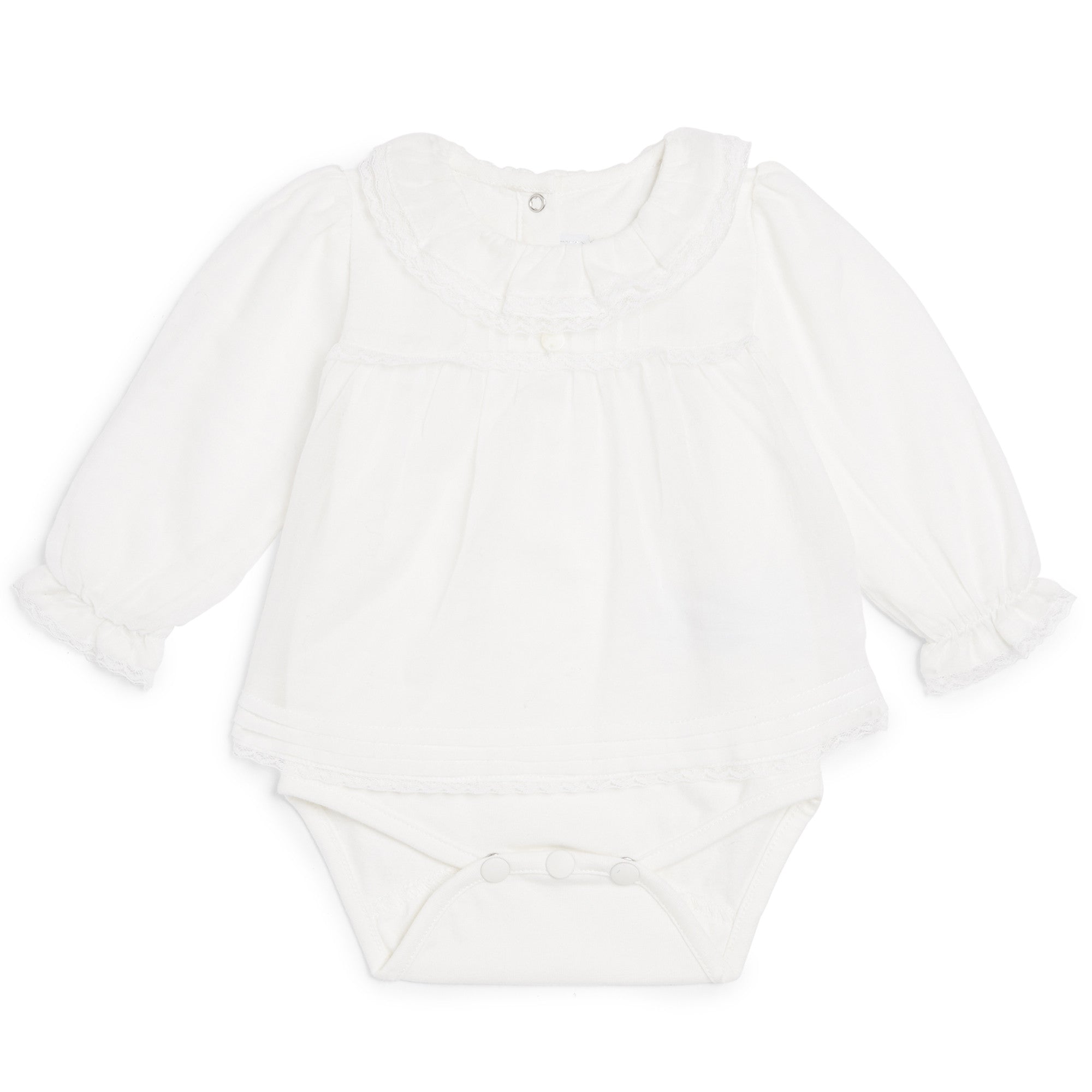 Baby Girls Ivory Lace Collar Cotton Bodysuit - CÉMAROSE | Children's Fashion Store