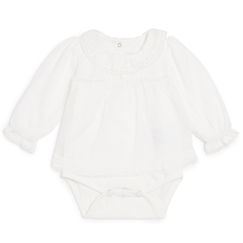 Baby Girls Ivory Lace Collar Cotton Bodysuit - CÉMAROSE | Children's Fashion Store