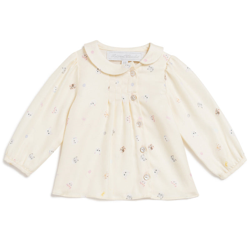 Baby Girls Beige Allover Printed Blouse - CÉMAROSE | Children's Fashion Store - 1