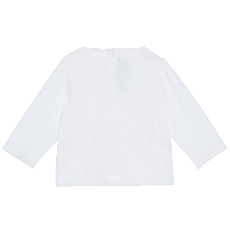 Baby Girls White See-through Cotton Blouse - CÉMAROSE | Children's Fashion Store