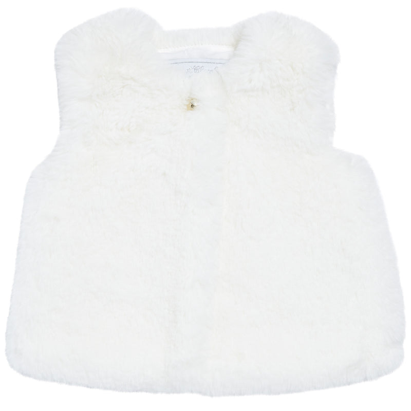 Baby Girls Ivory Fur Trims Gilet - CÉMAROSE | Children's Fashion Store