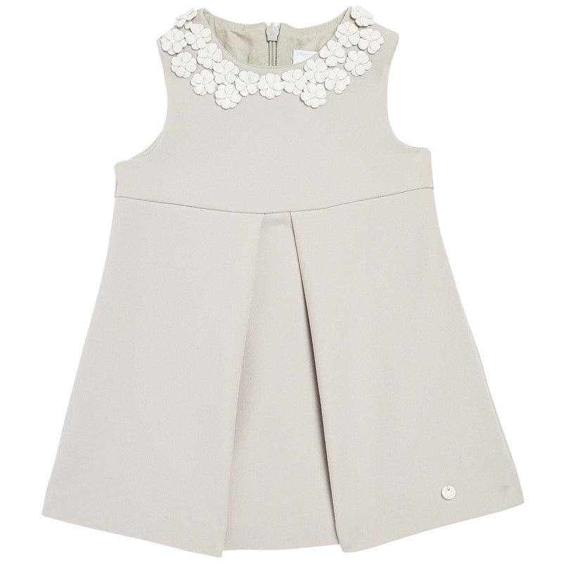 Baby Girls Beige Patch Flower Trims Dress - CÉMAROSE | Children's Fashion Store - 1