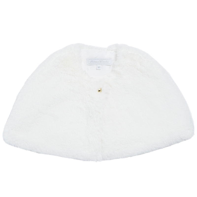 Girls Ivory Fur Trims Cape - CÉMAROSE | Children's Fashion Store