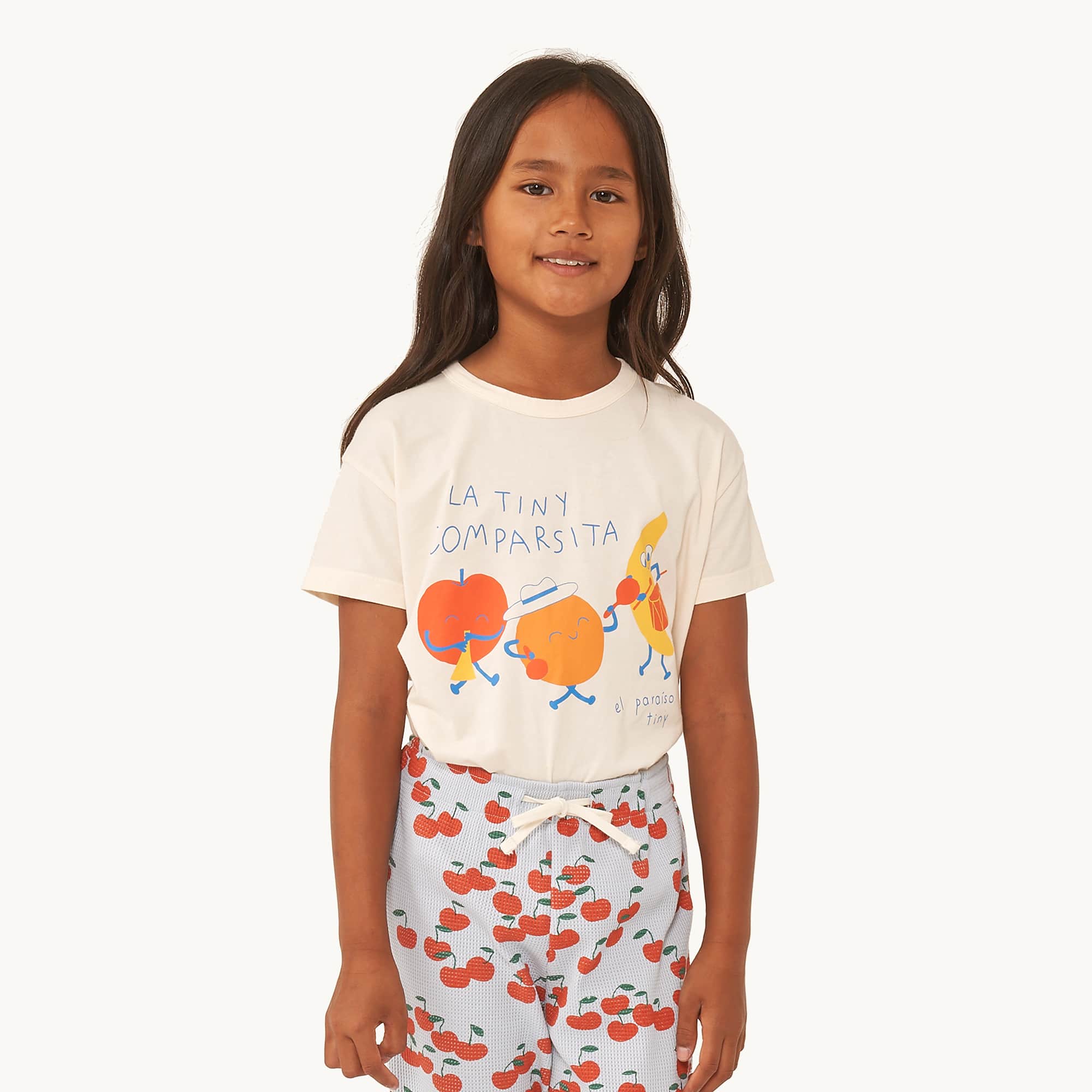 Boys & Girls White Printed Cotton T-Shirt