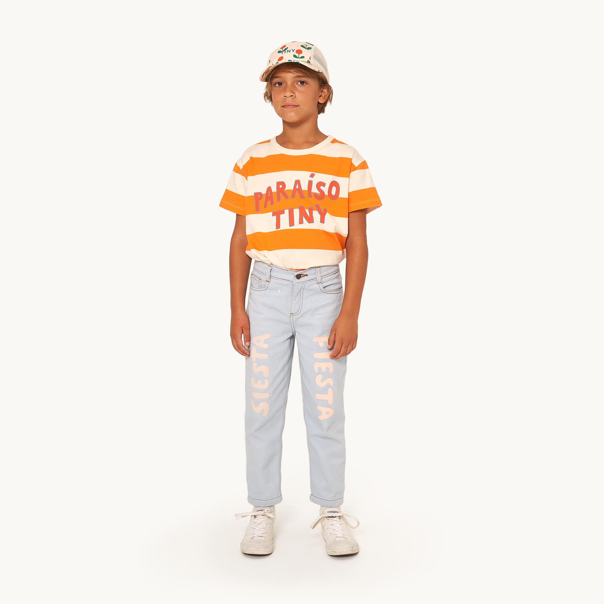 Boys & Girls Orange Stripes Cotton T-Shirt