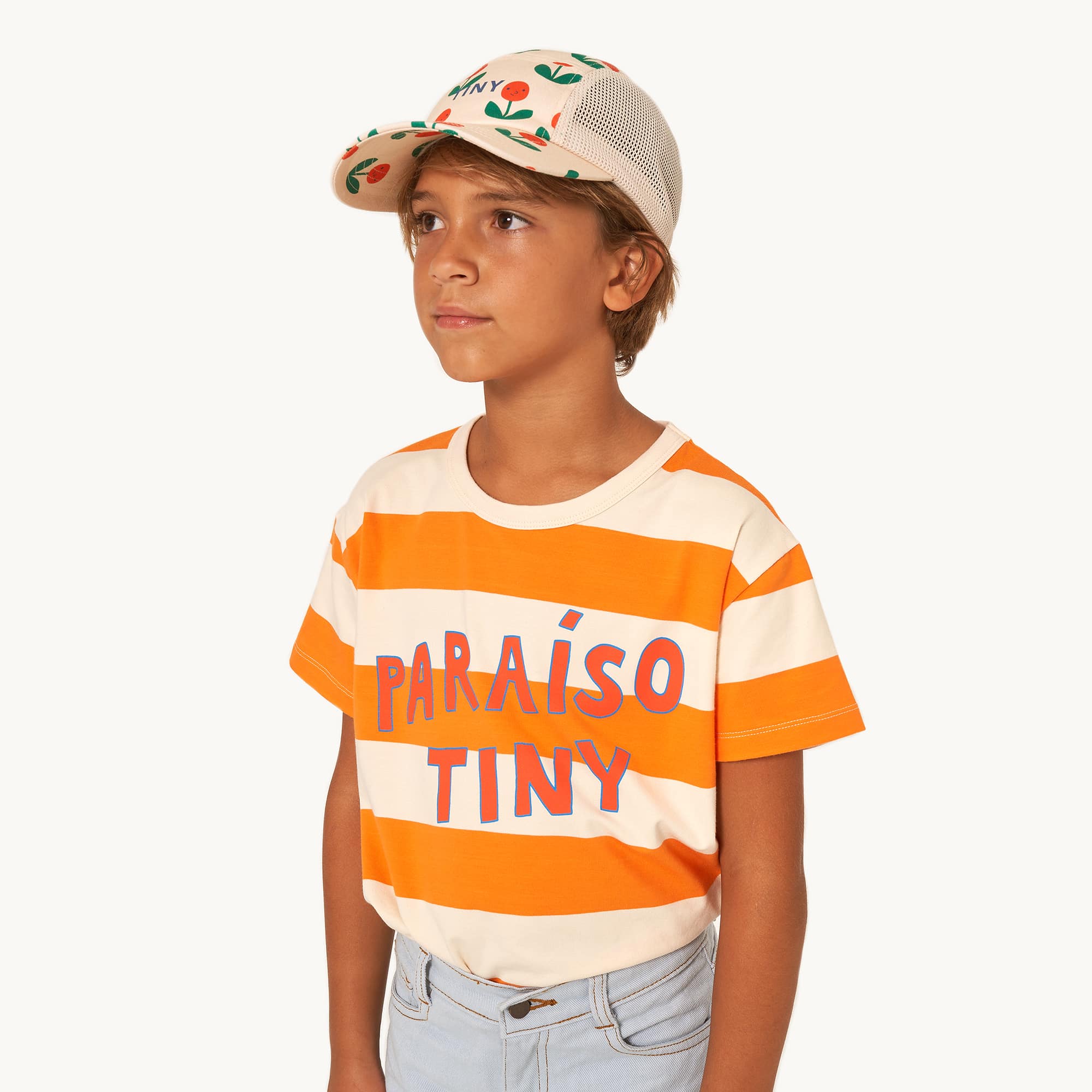 Boys & Girls Orange Stripes Cotton T-Shirt