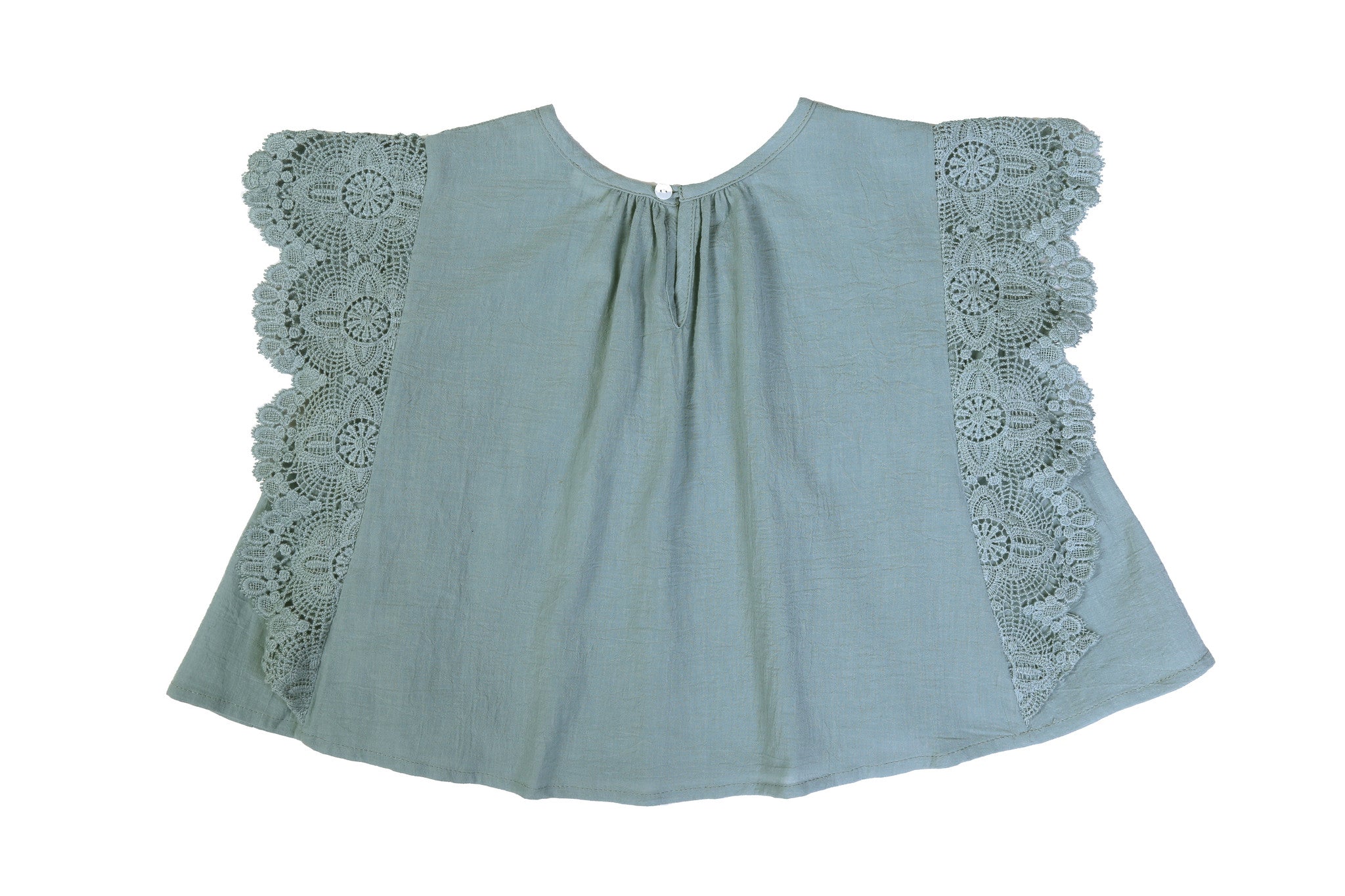 Girls Light Blue Lace Trims Cotton 'Aleria' Blouse - CÉMAROSE | Children's Fashion Store - 4