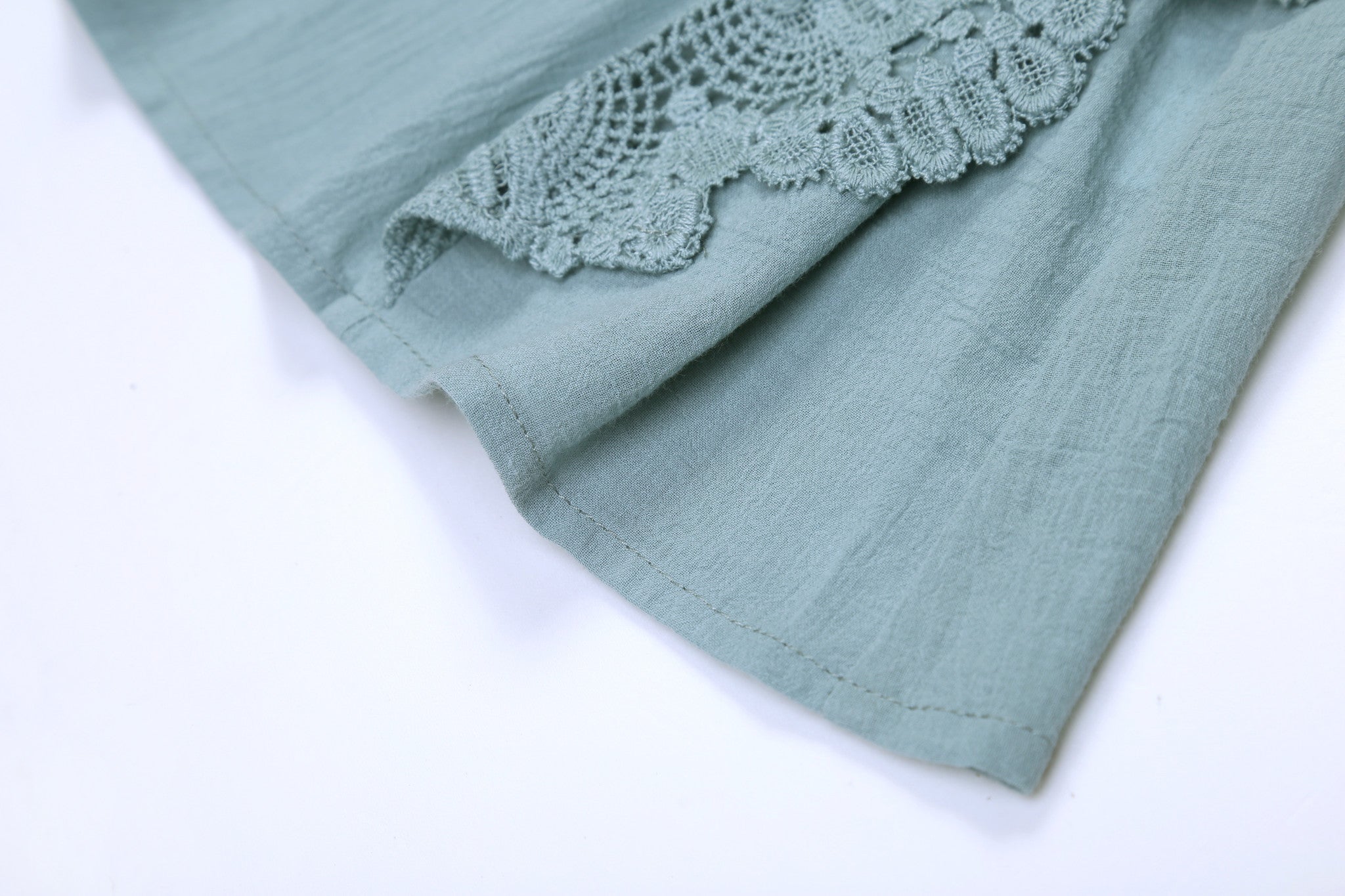 Girls Light Blue Lace Trims Cotton 'Aleria' Blouse - CÉMAROSE | Children's Fashion Store - 7