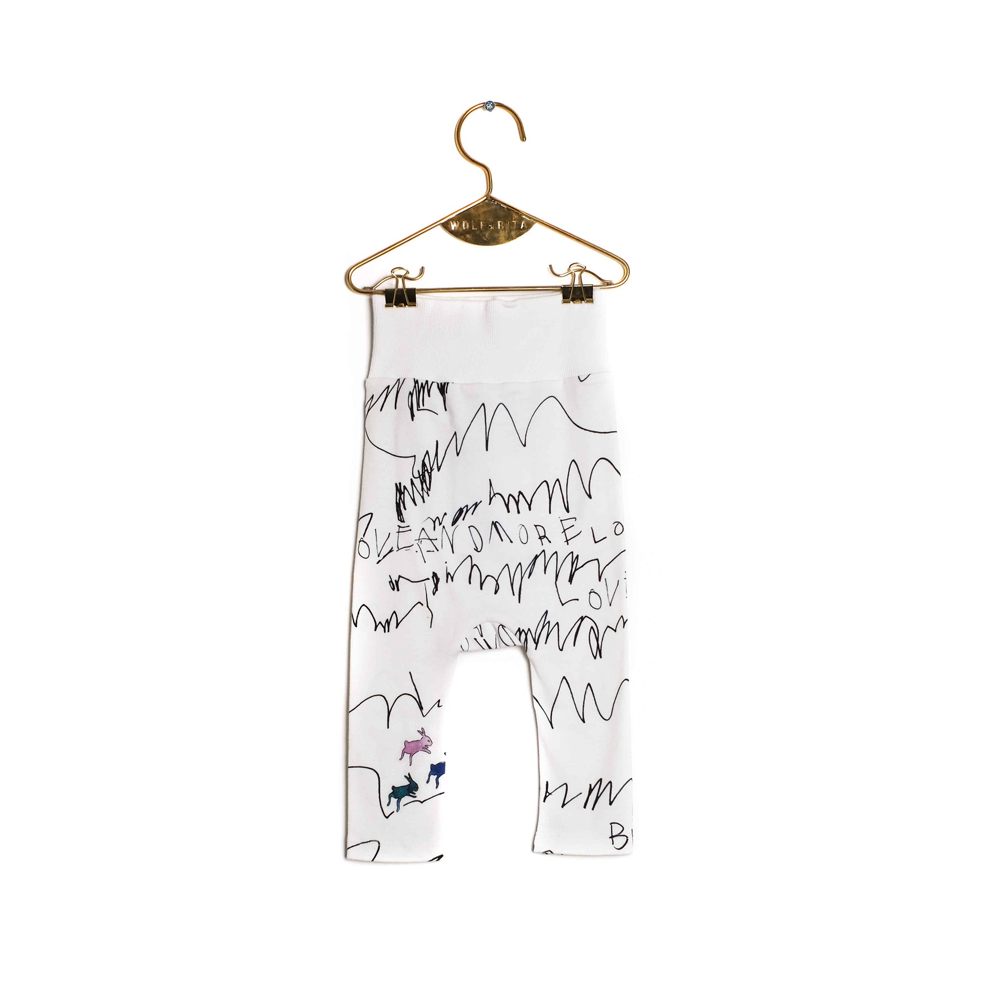 Girls White Printed Cotton Trousers