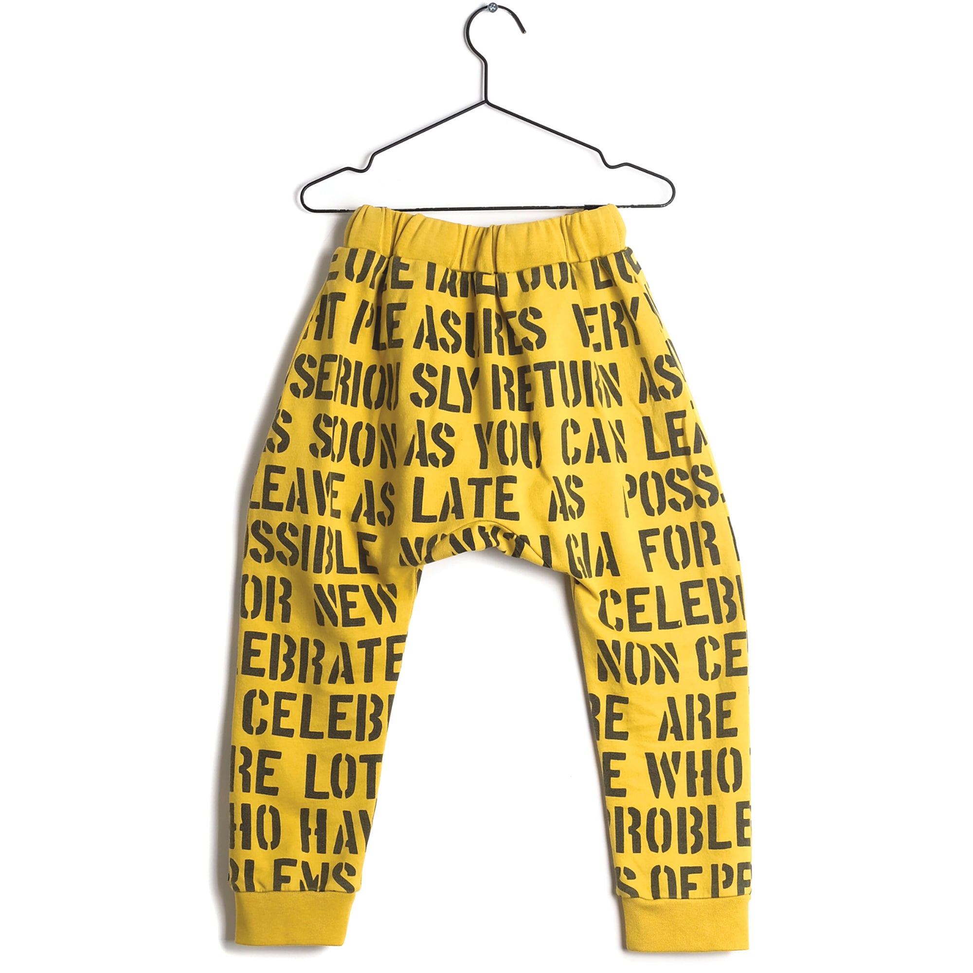 Girls Yellow Printed Cotton Trousers