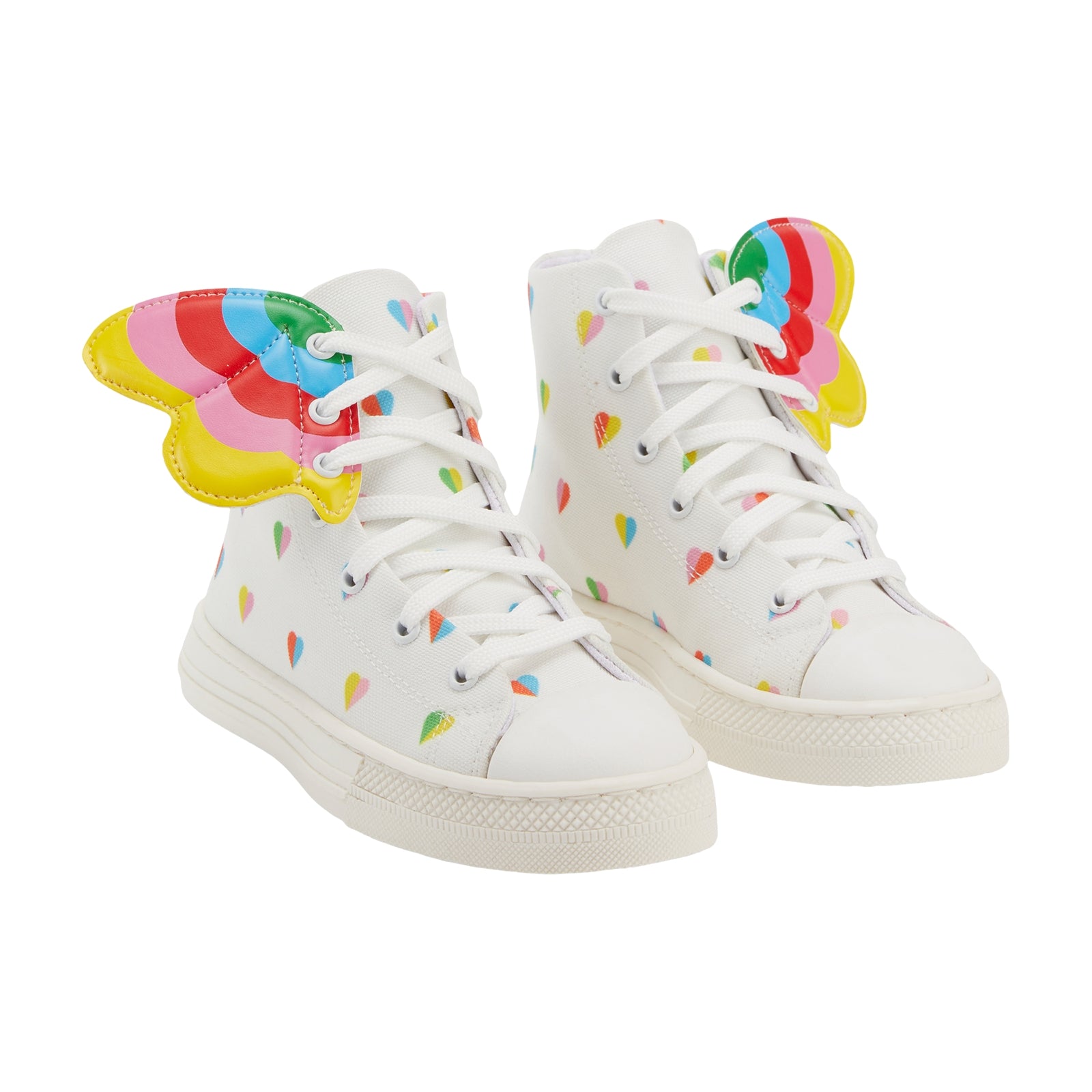 Girls White Heart Canvas Shoes