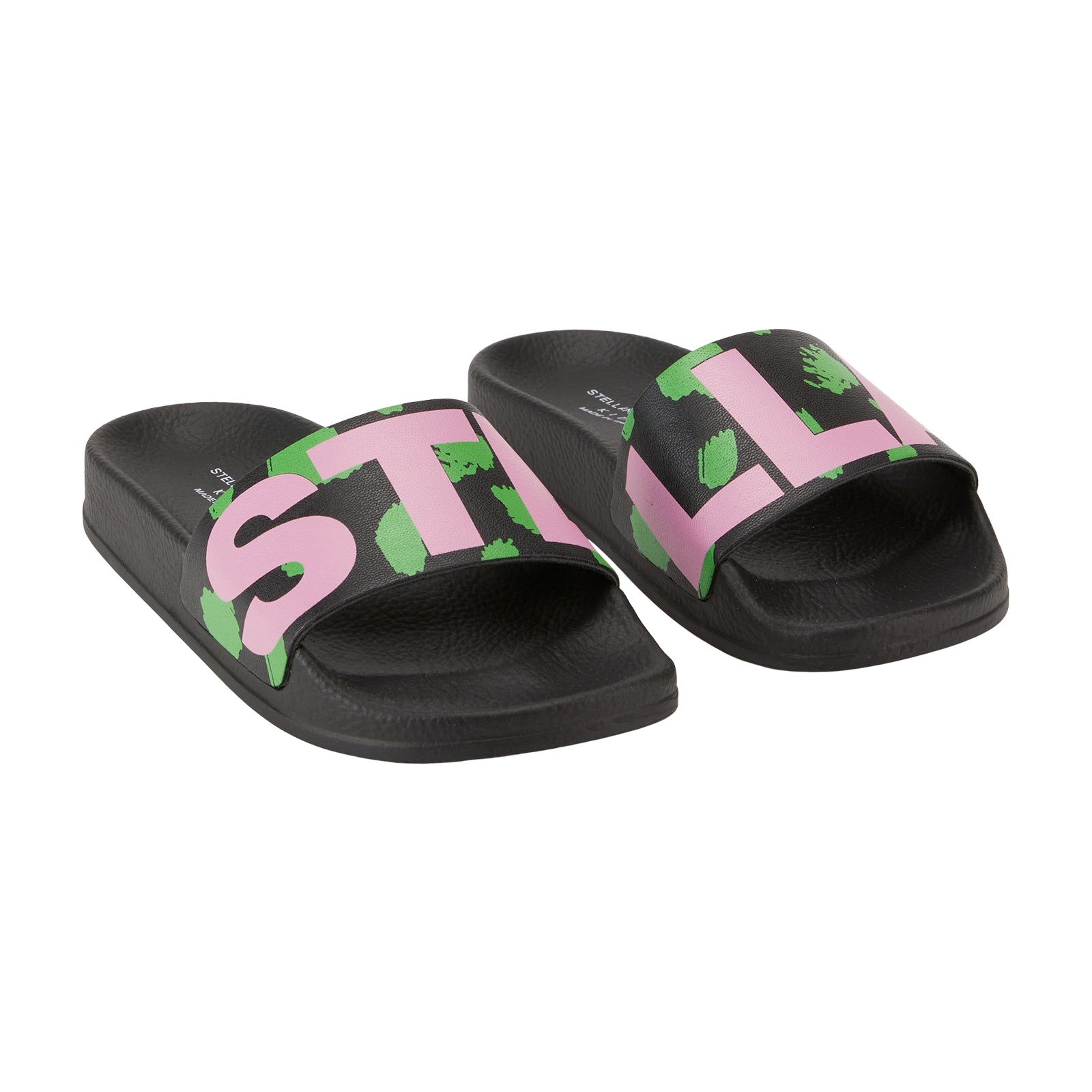 Girls Black Logo Sandals