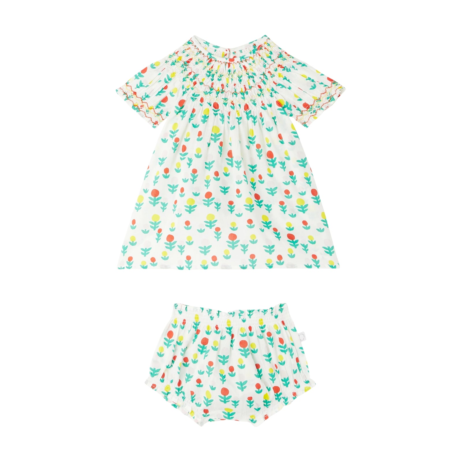 Baby Girls White Floral Cotton Dress Set