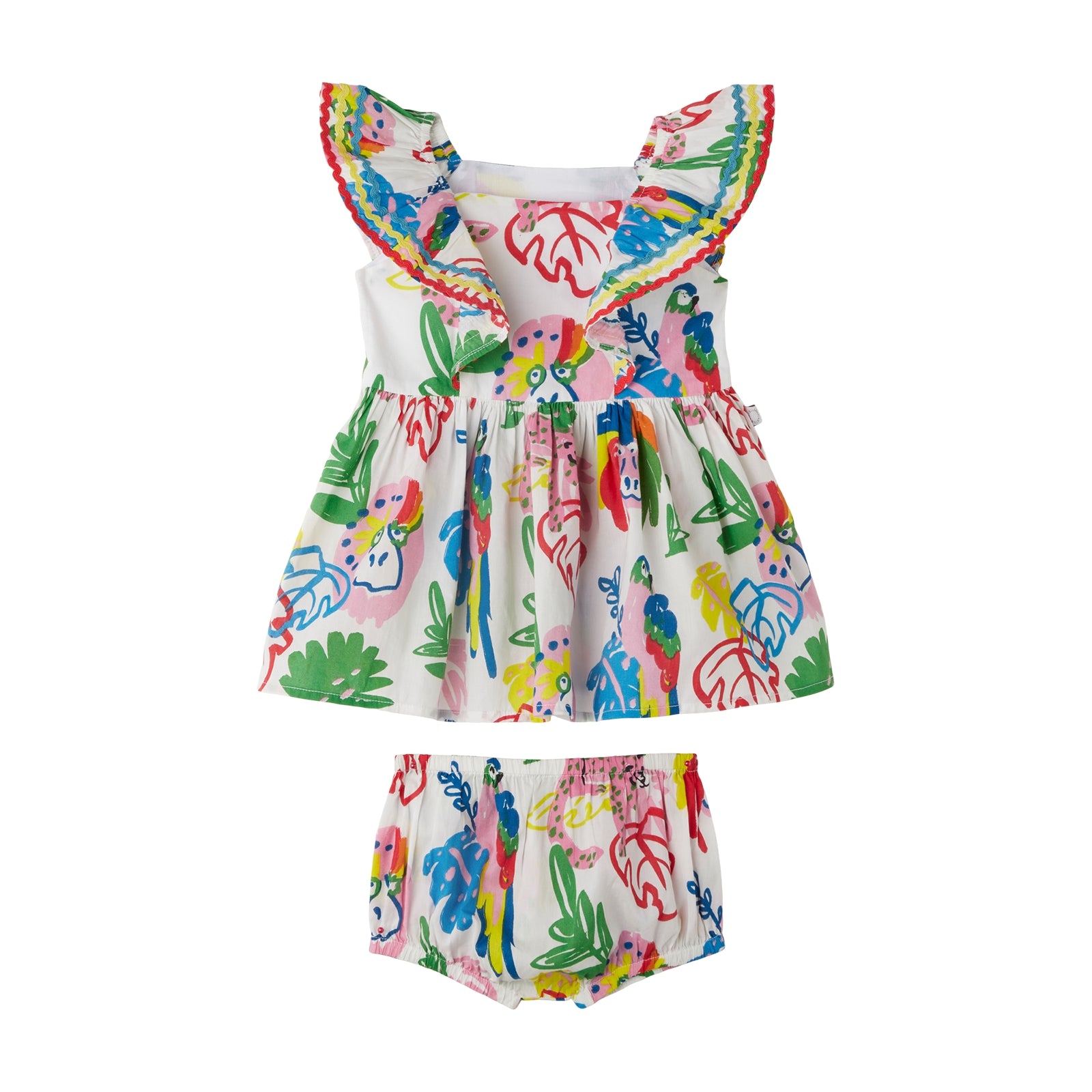 Baby Girls Multicolor Ruffled Cotton Dress Set
