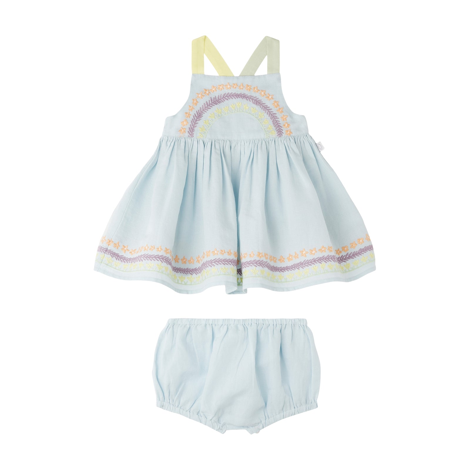 Baby Girls Light Blue Embroidered Dress Set