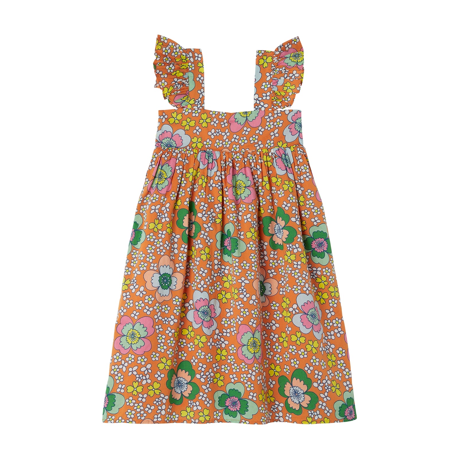 Girls Multicolor Floral Cotton Dress
