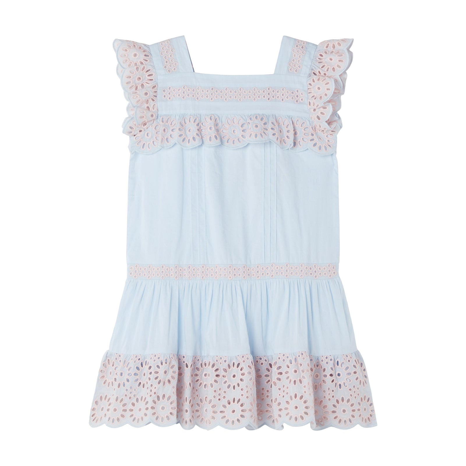 Girls Light Blue Cotton Dress