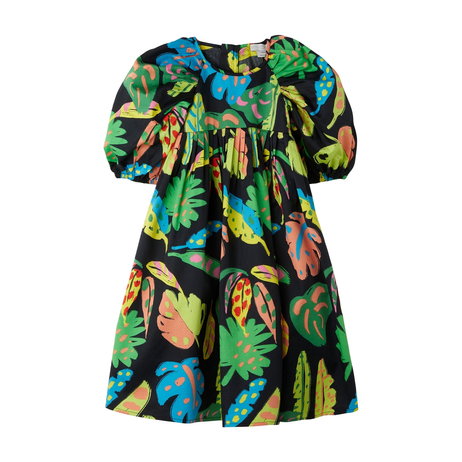 Girls Black Printed Cotton Dress
