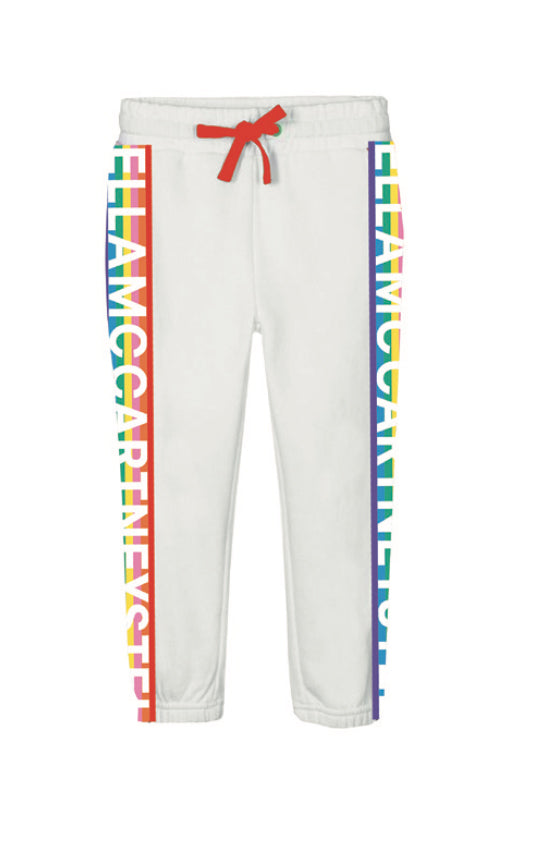 Girls White Logo Cotton Trousers