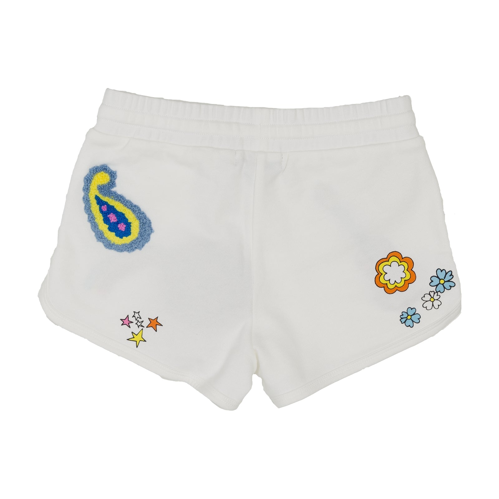 Girls White Embroidered Cotton Shorts