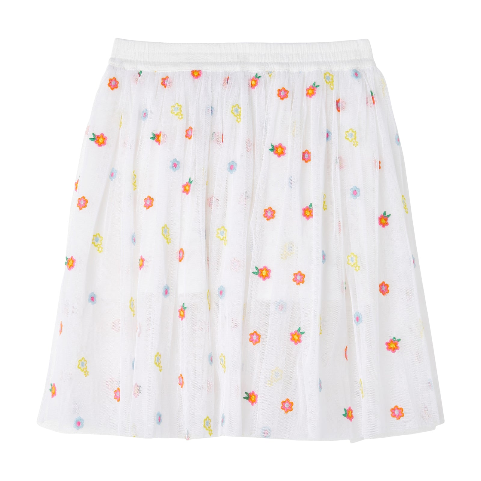Girls White Embroidered Skirt